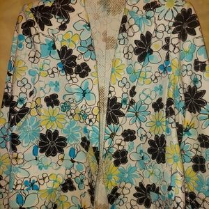 RQT Blazer with Turquoise, Black and Yellow Flower Pattern